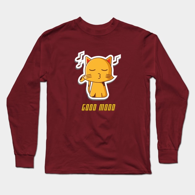 Cat Good Mood Long Sleeve T-Shirt by NickDsigns